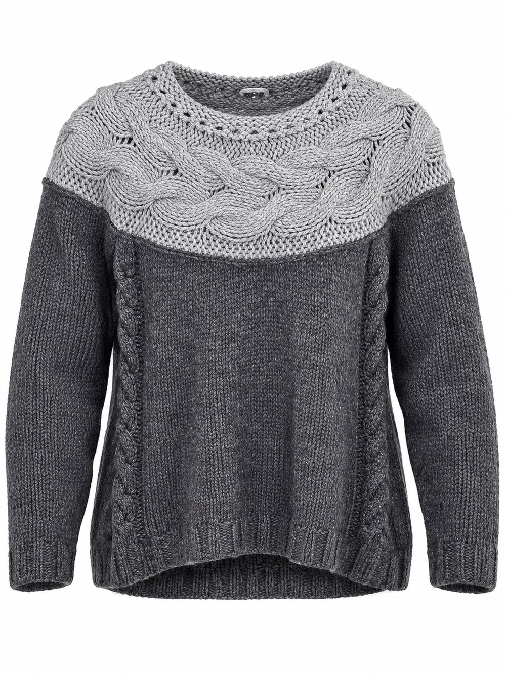 Boden Two Tone Cable Knit Yoke Wool Alpaca Sweater Womens US 10 Grey WK899